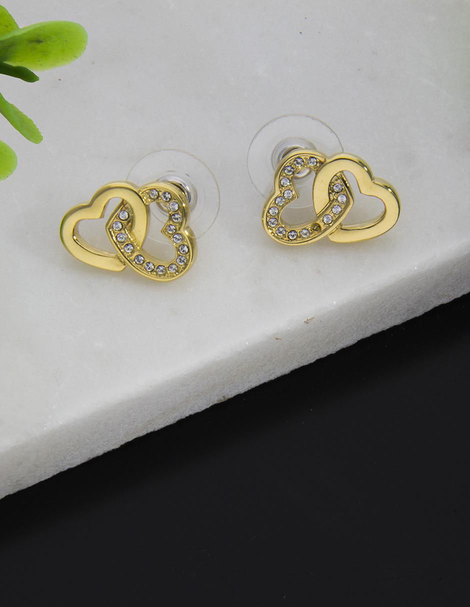 Broqueles de corazón con acabado brillante cristal