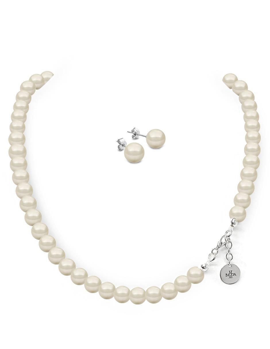 Aretes y collar redondo Zvezda Pearls p 925 cristal 4