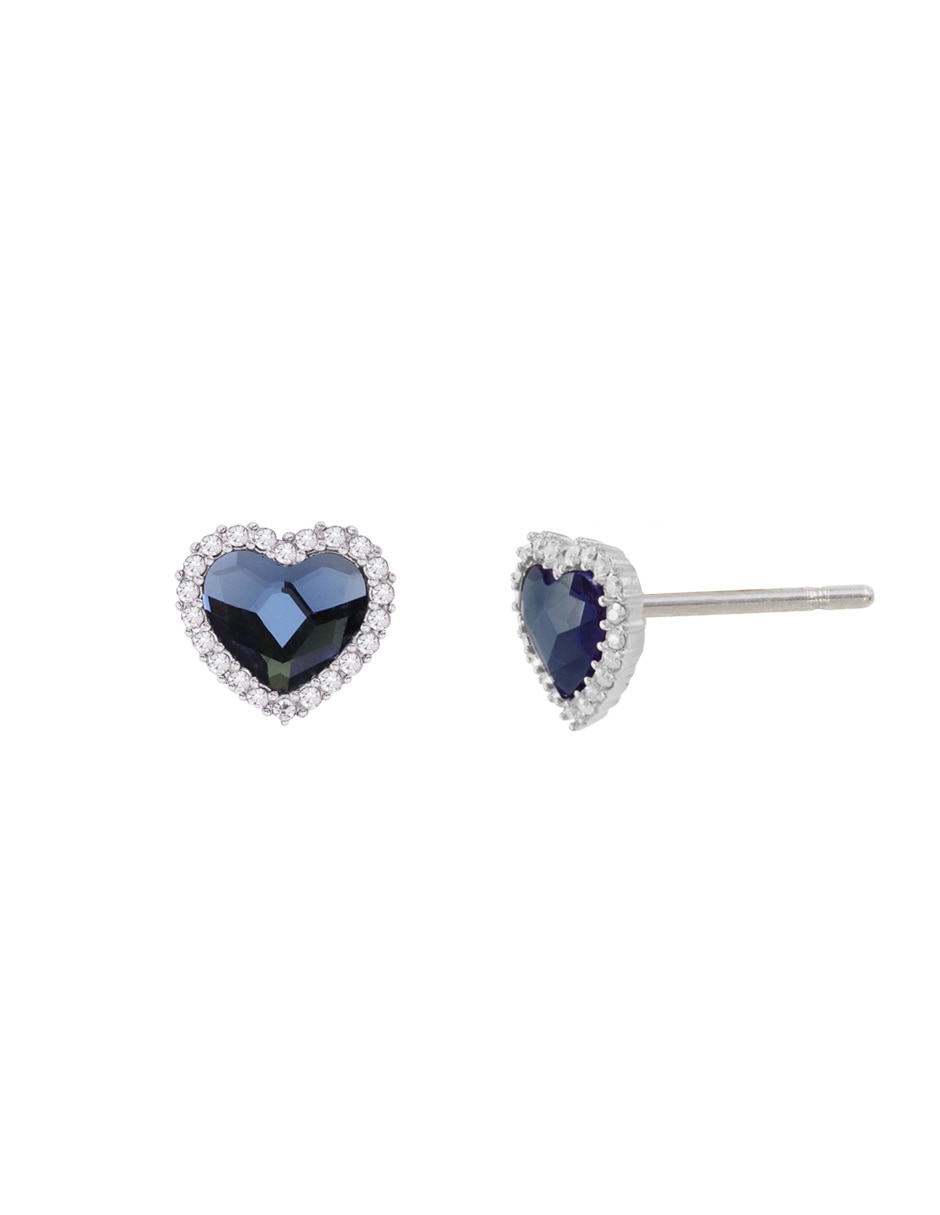 Broqueles de corazón Estacional con acabado baño de rodio cristal 2