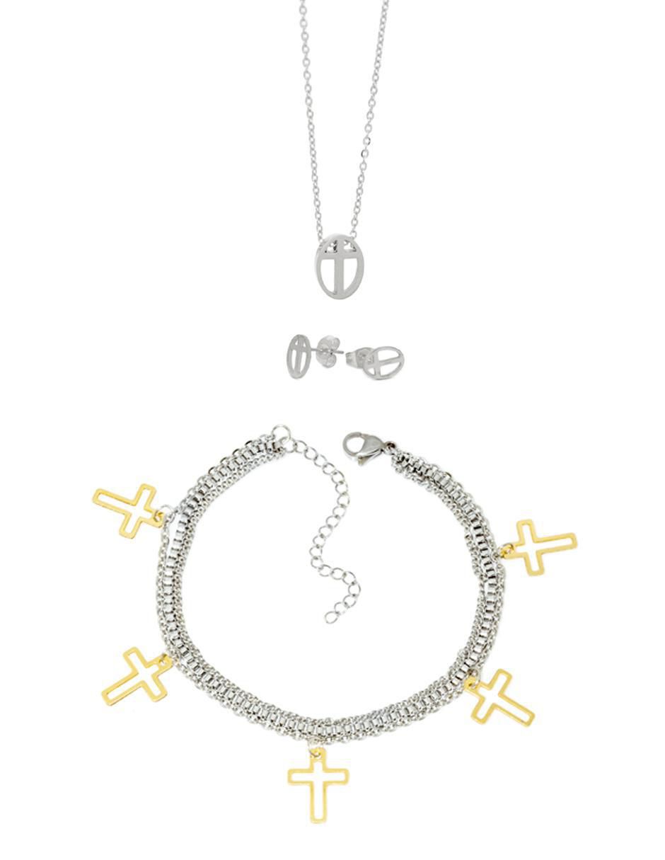 Aretes, collar y pulsera NK Steel