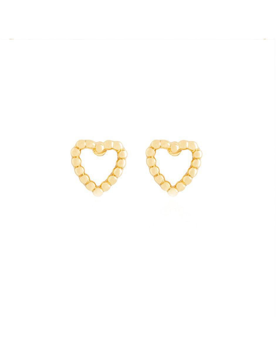 Broqueles de corazón con acabado baño de oro