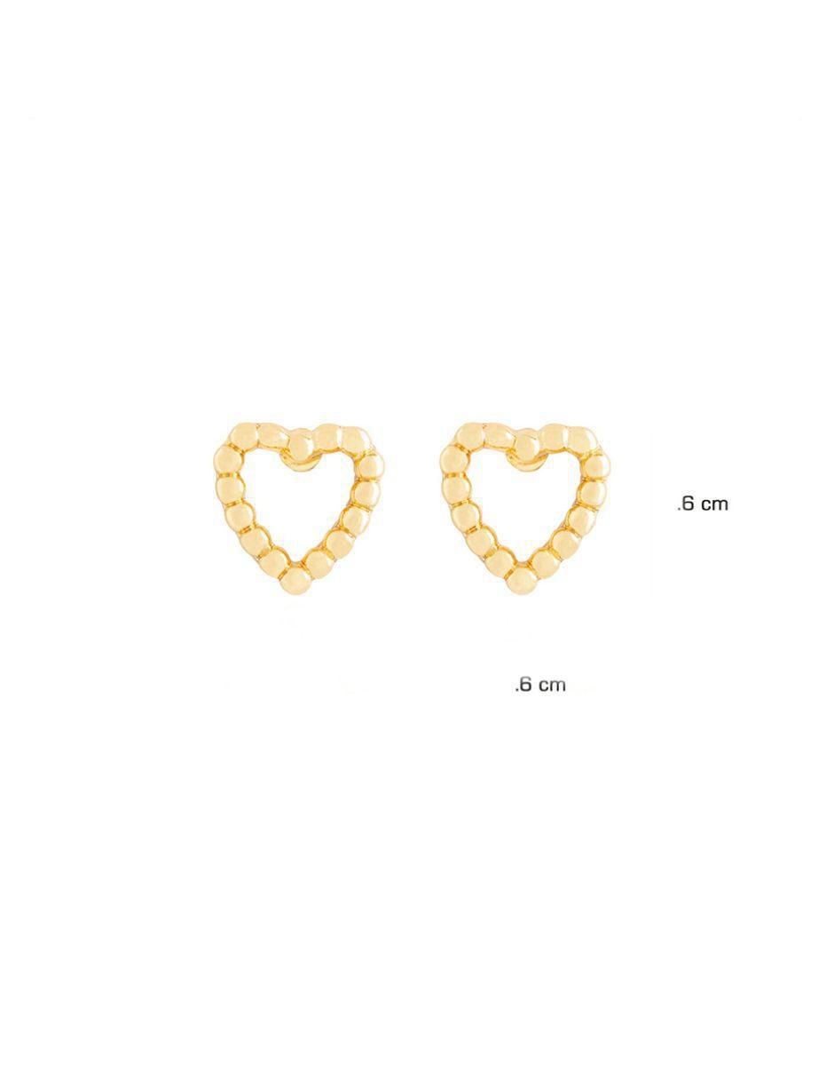 Broqueles de corazón con acabado baño de oro 4