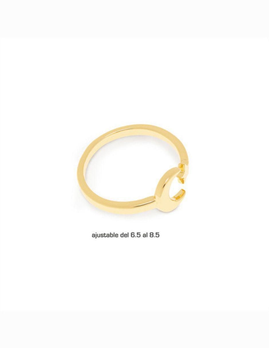 Anillo de luna zirconia baño de oro 3