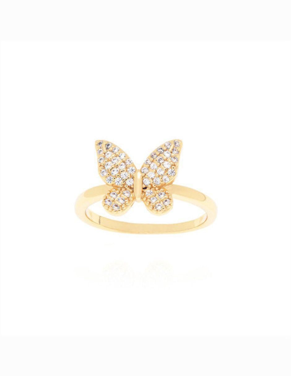 Anillo de mariposa zirconia baño de rodio 4