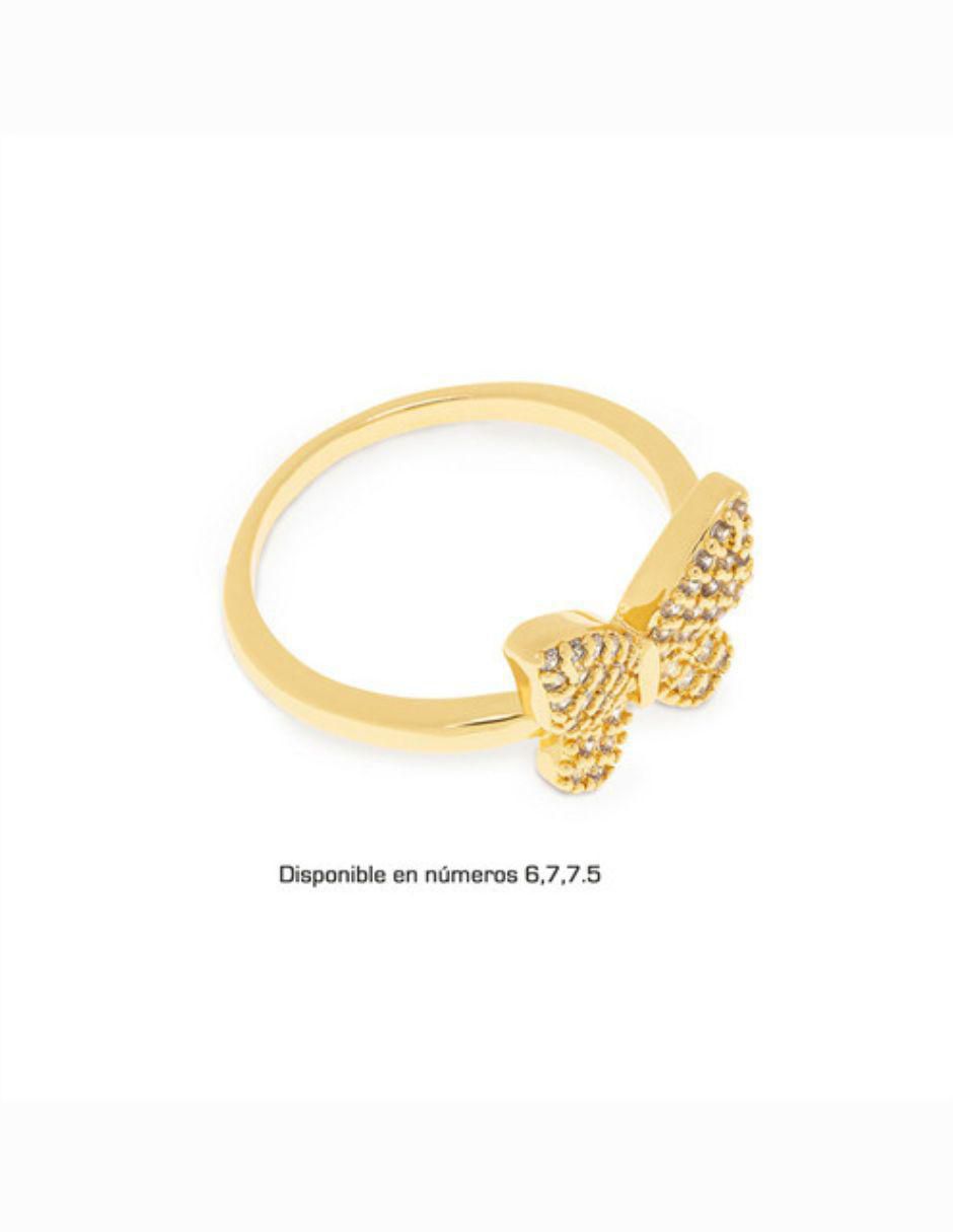 Anillo de mariposa zirconia baño de rodio 3