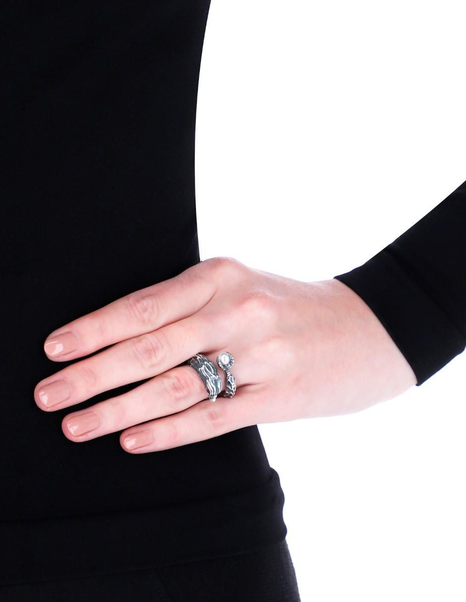 Anillo con gema de pato México Salvaje P 925 de plata rubí y perla brillante
