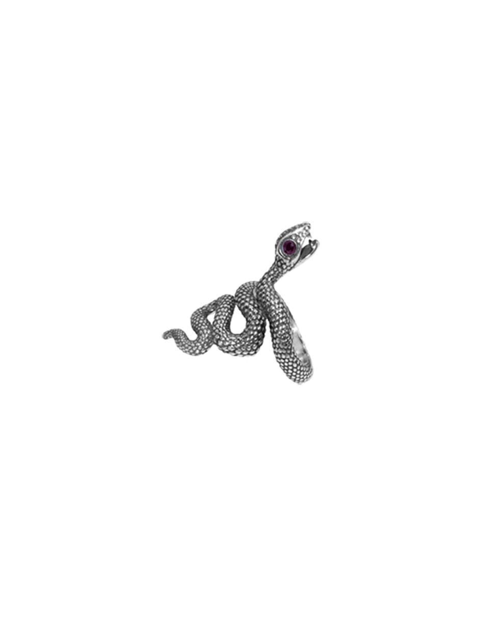 Anillo con gema de serpiente México Salvaje P 925 de plata rubí brillante