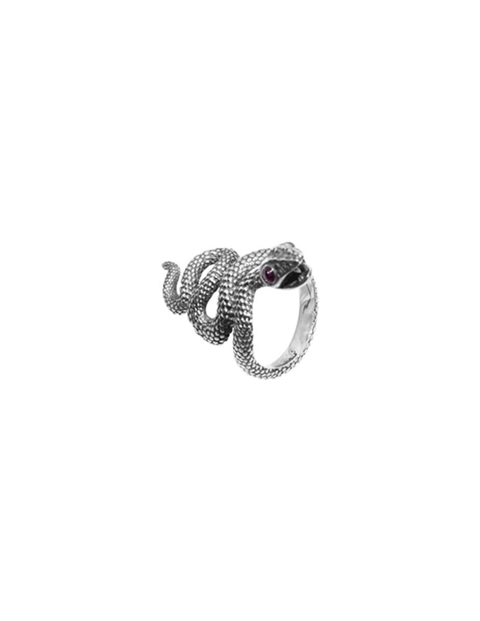 Anillo con gema de serpiente México Salvaje P 925 de plata rubí brillante