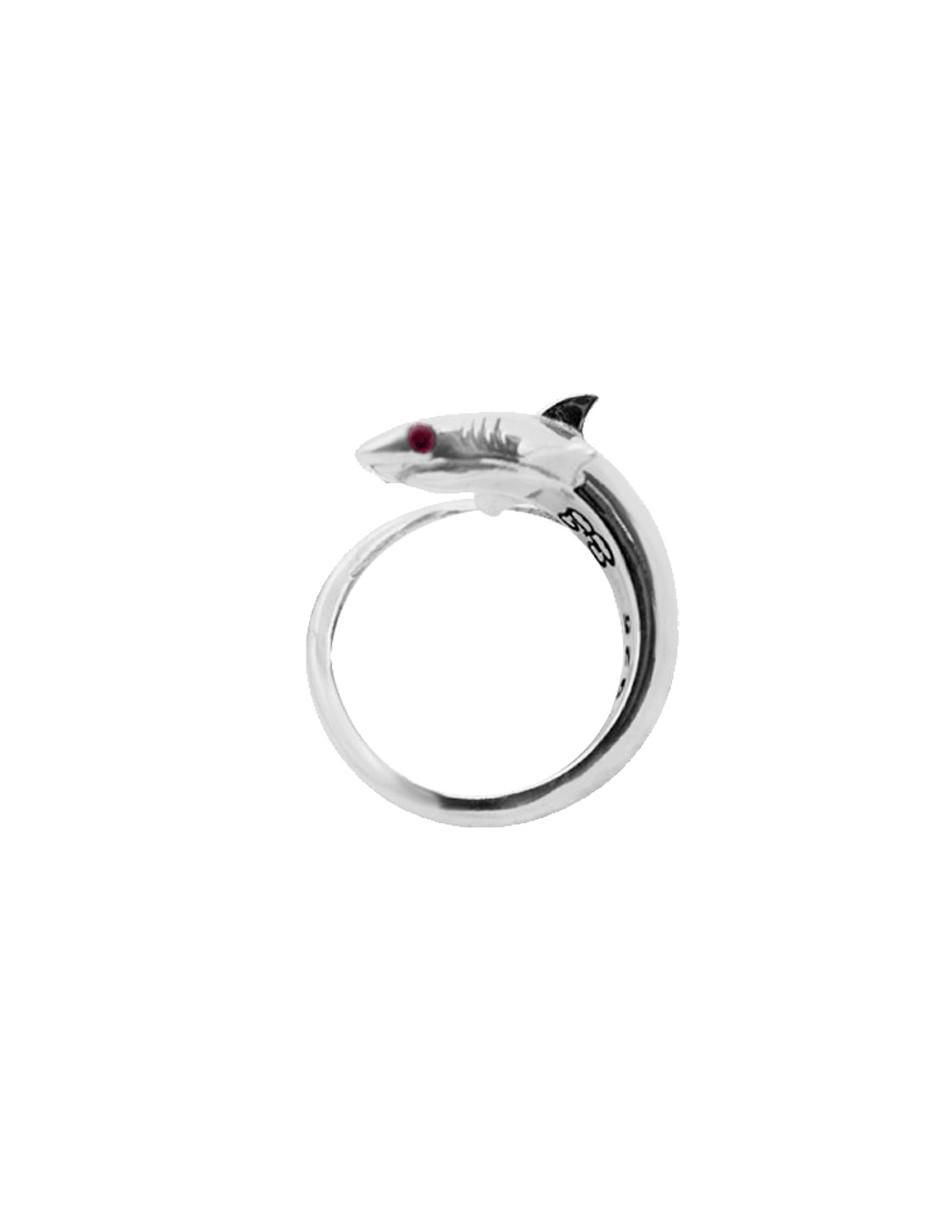 Anillo con gema de serpiente México Salvaje P 925 de plata rubí pulido