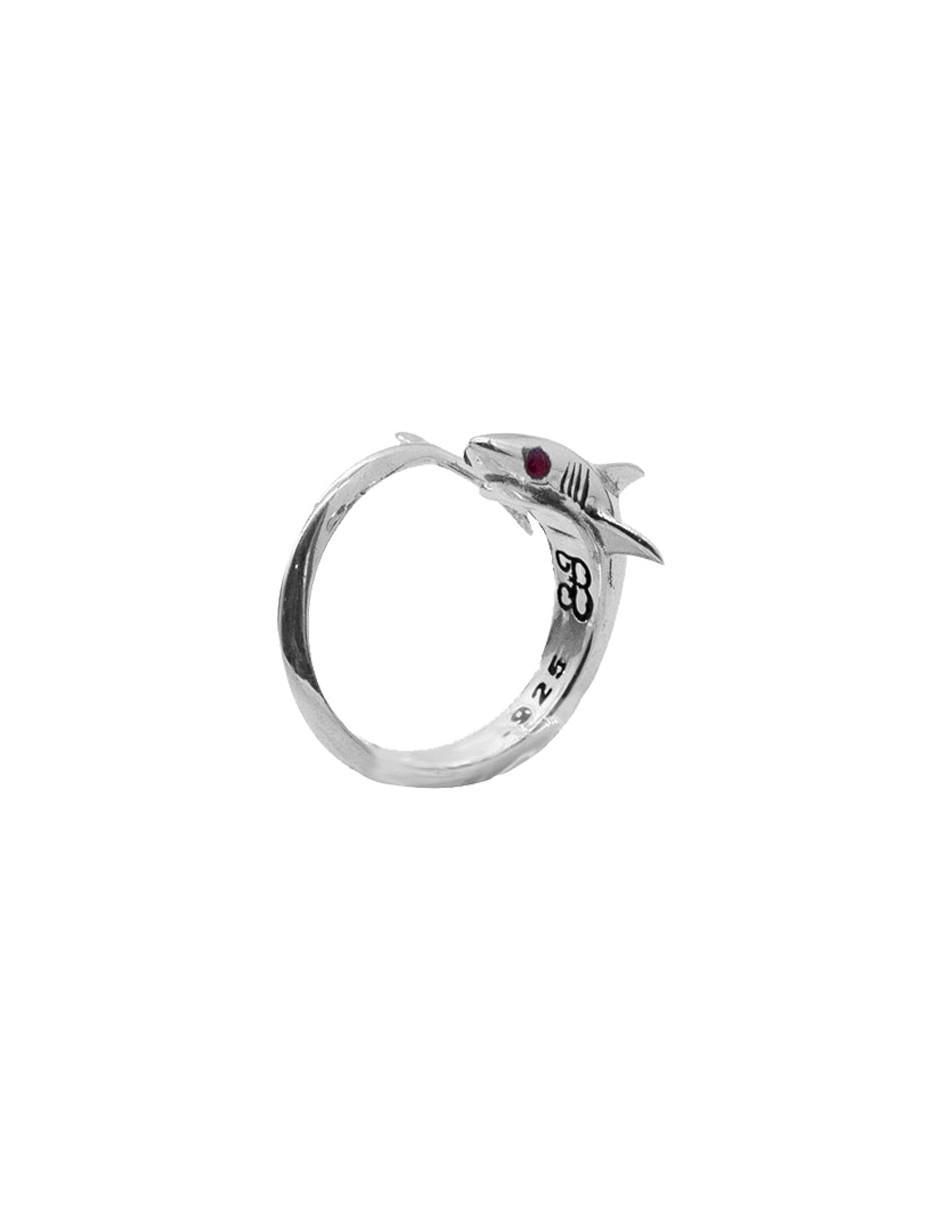 Anillo con gema de serpiente México Salvaje P 925 de plata rubí pulido