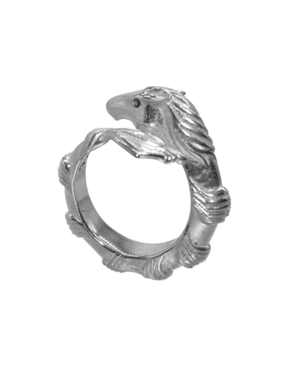 Anillo con gema de caballo México Salvaje P 925 de plata zirconia pulido Anillo con gema de caballo México Salvaje P 925 de plata zirconia pulido