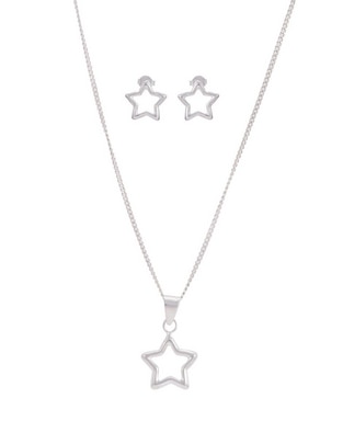 Aretes y collar de estrella de plata p 925 Aretes y collar de estrella de plata p 925