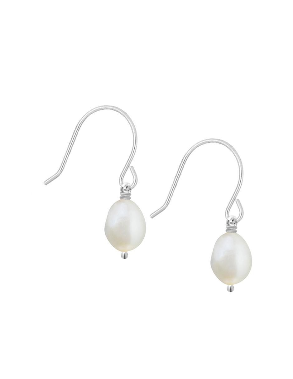 Aretes de gota de plata con acabado brillante perla 3