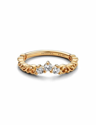 Anillo Timeless de plata P 925 zirconia cúbica con acabado baño de oro Anillo Timeless de plata P 925 zirconia cúbica con acabado baño de oro
