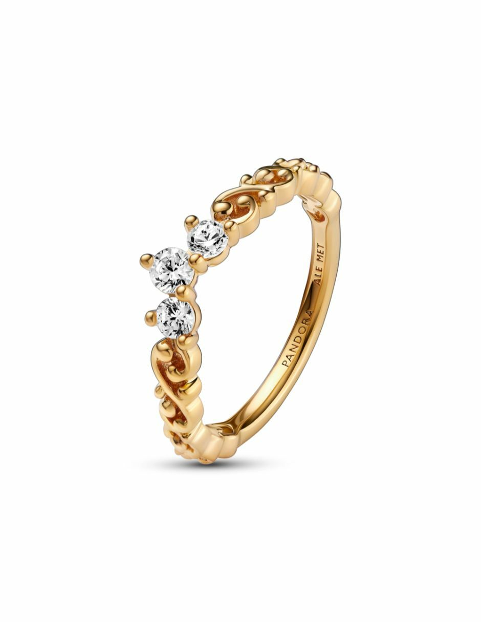 Anillo Timeless de plata P 925 zirconia cúbica con acabado baño de oro