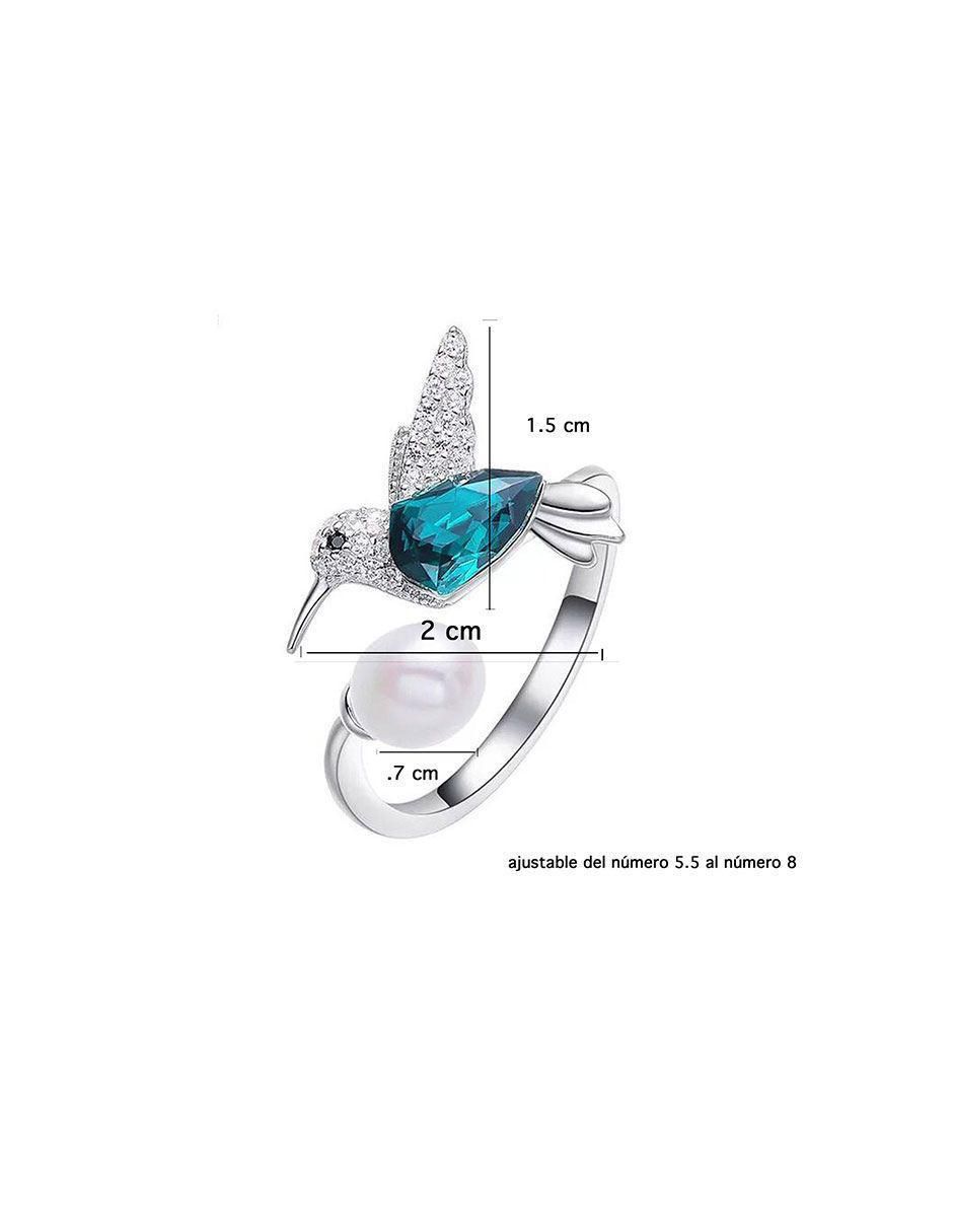 Anillo de colibrí swarovski baño de rodio 4