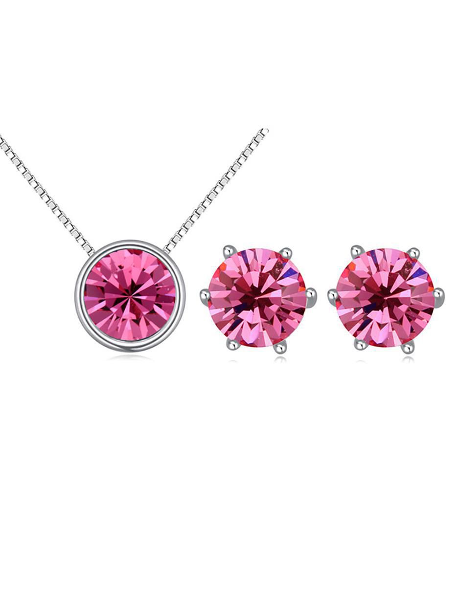Aretes y collar circular cristal 3