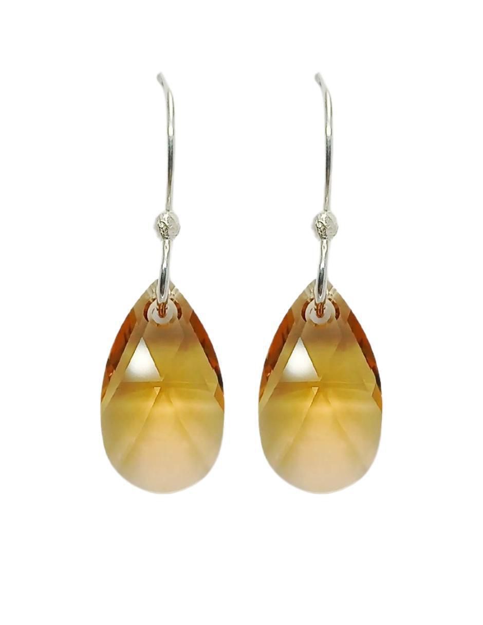 Aretes y collar de hoja Leaves de plata p 925 cristal 3
