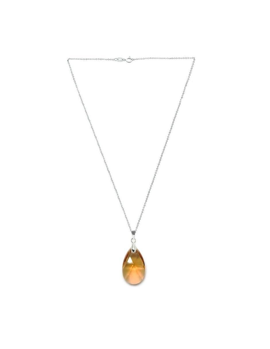 Aretes y collar de hoja Leaves de plata p 925 cristal 4