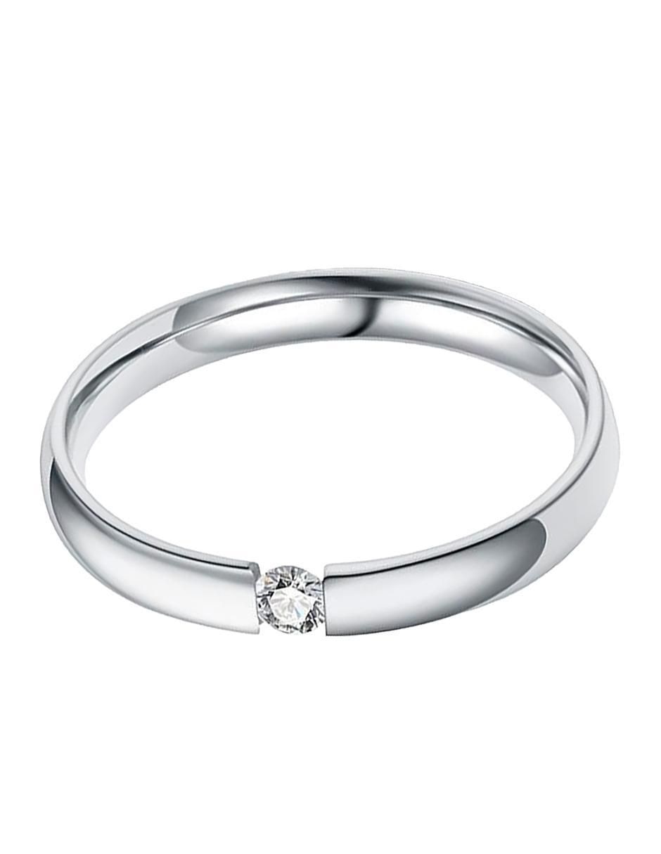 Anillo con gema redondo de plata zirconia brillante 4