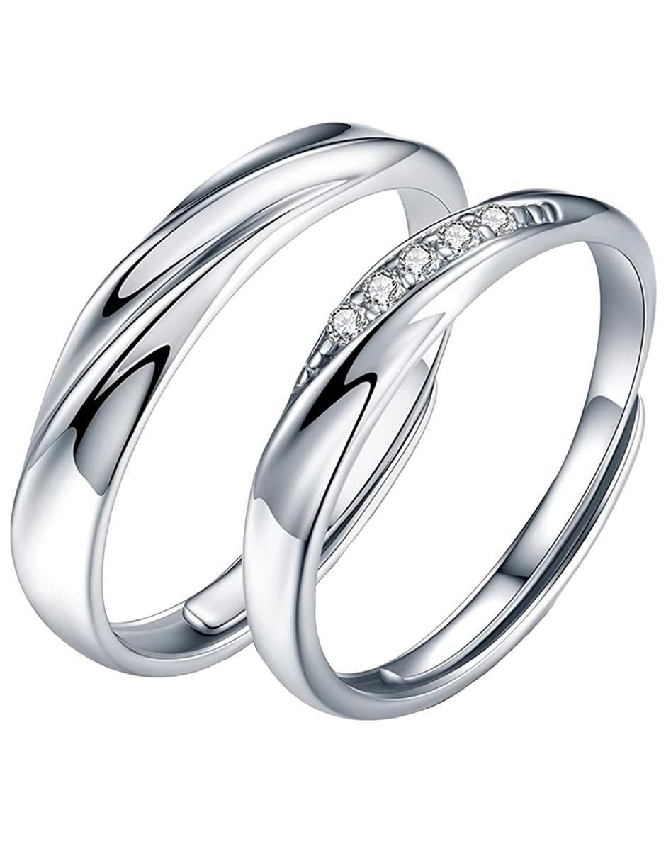 Set anillo redondo P 925 de plata zirconia brillante