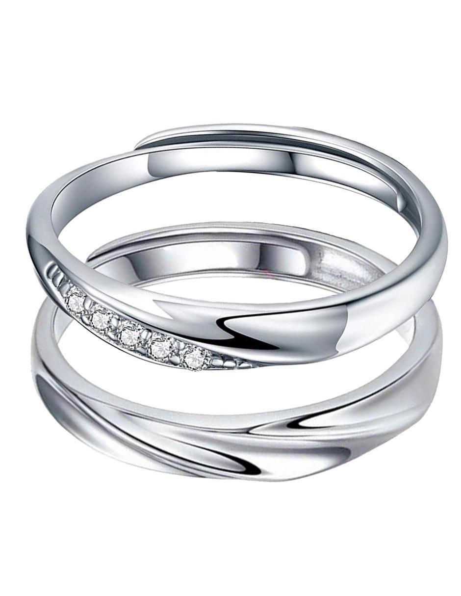 Set anillo redondo P 925 de plata zirconia brillante