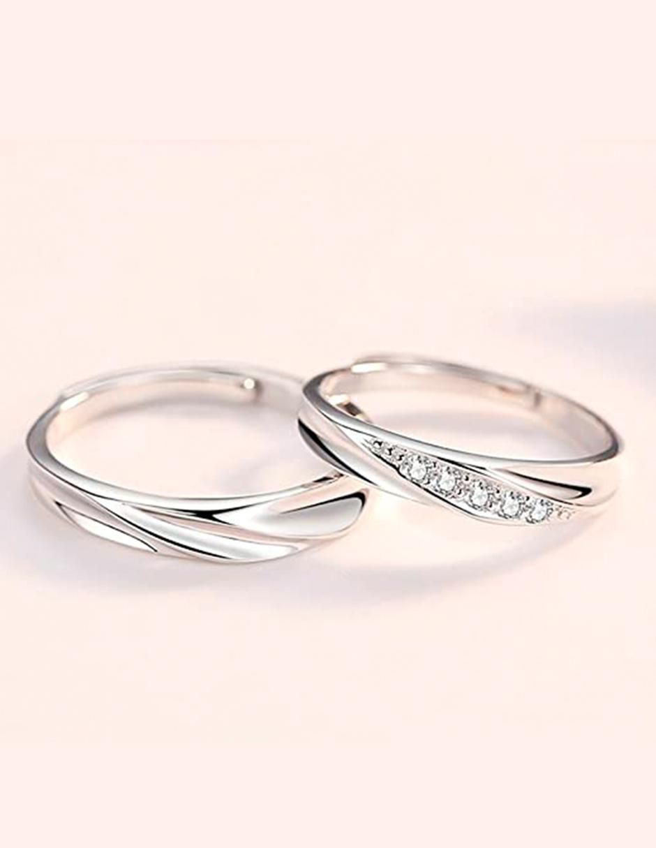 Set anillo redondo P 925 de plata zirconia brillante