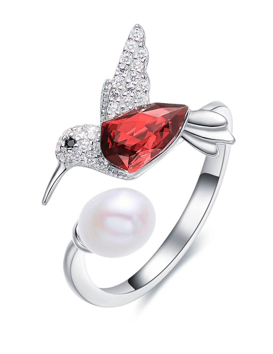 Anillo de colibrí swarovski baño de rodio