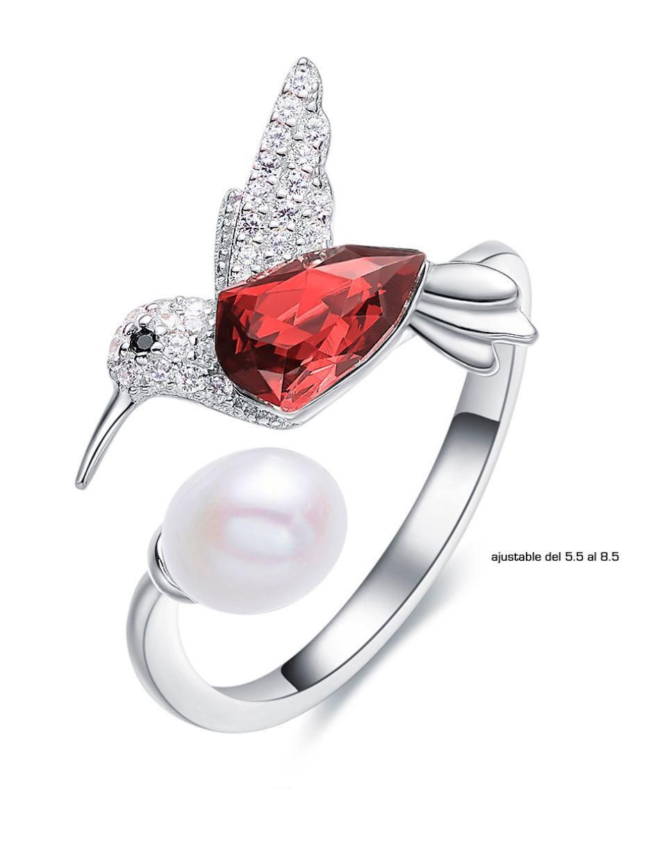 Anillo de colibrí swarovski baño de rodio 4