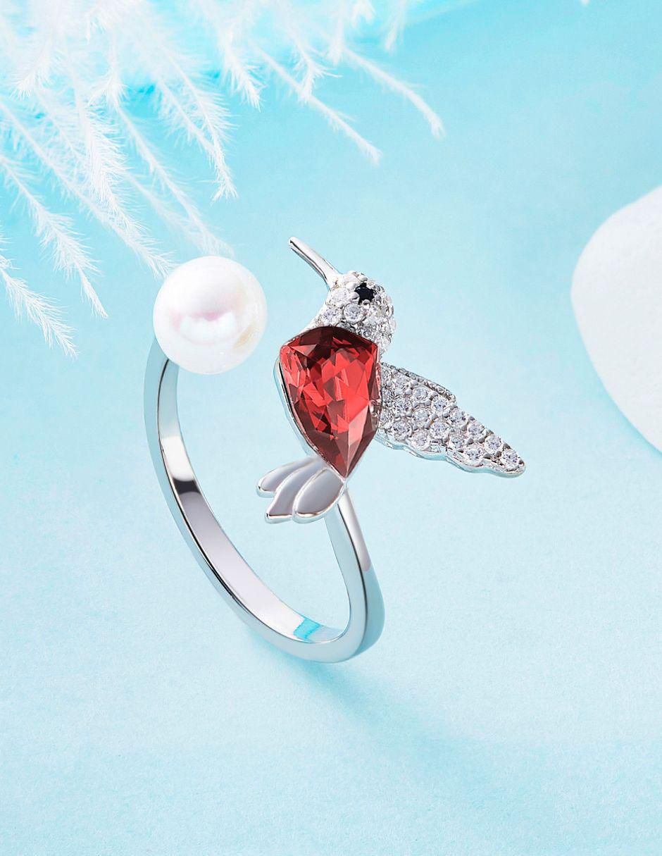 Anillo de colibrí swarovski baño de rodio 2