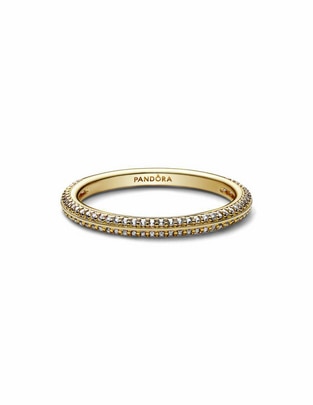 Anillo redondo Me de plata P 925 zirconia cúbica con acabado baño de oro