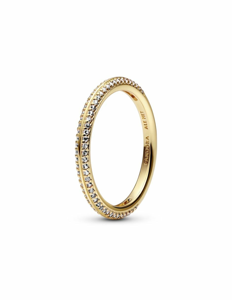 Anillo redondo Me de plata P 925 zirconia cúbica con acabado baño de oro 2