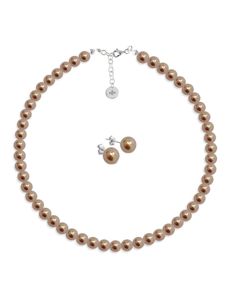 Aretes y collar redondo Pearls de plata p 925 cristal Aretes y collar redondo Pearls de plata p 925 cristal