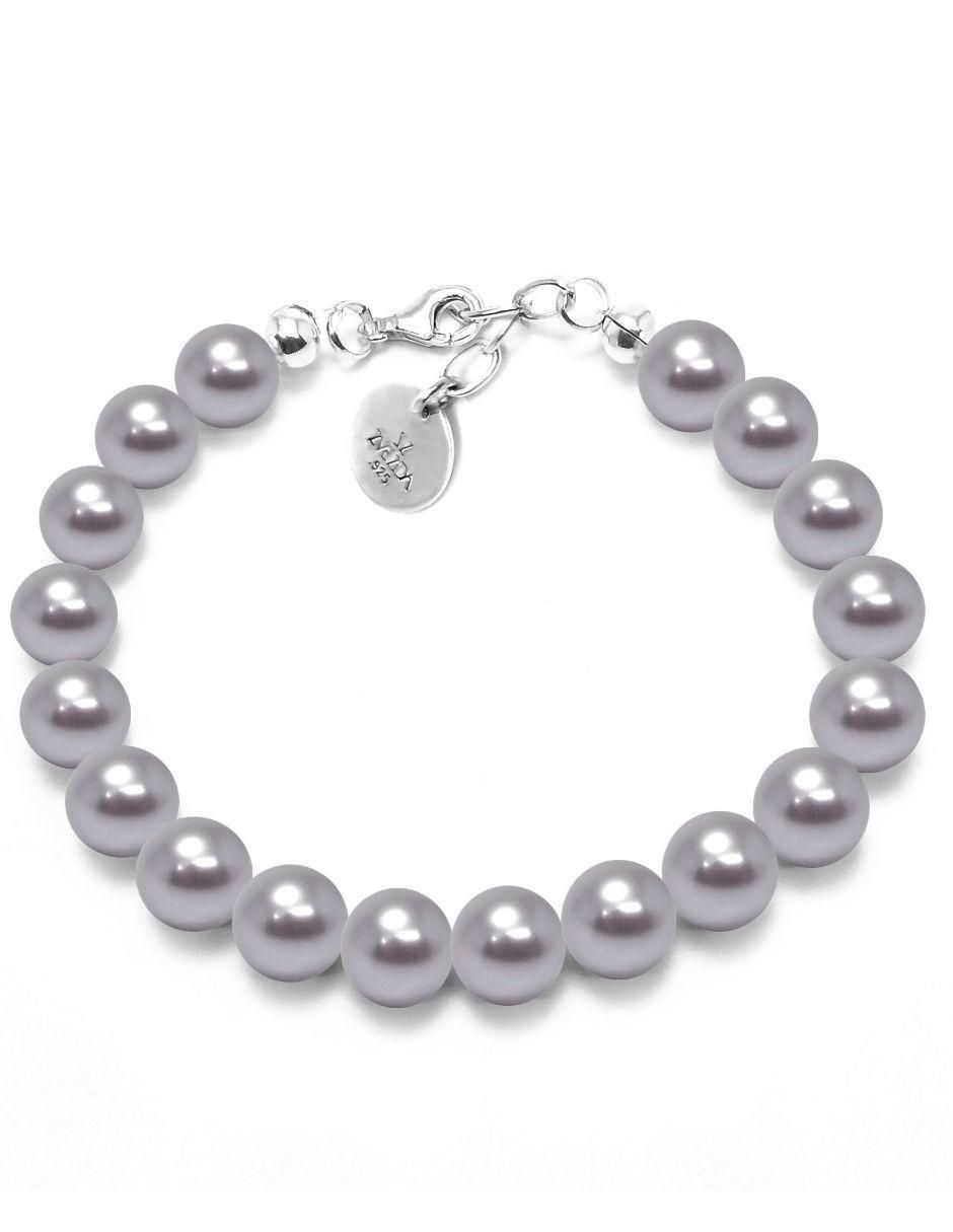 Aretes, collar y pulsera redonda Pearls de plata p 925 cristal 6