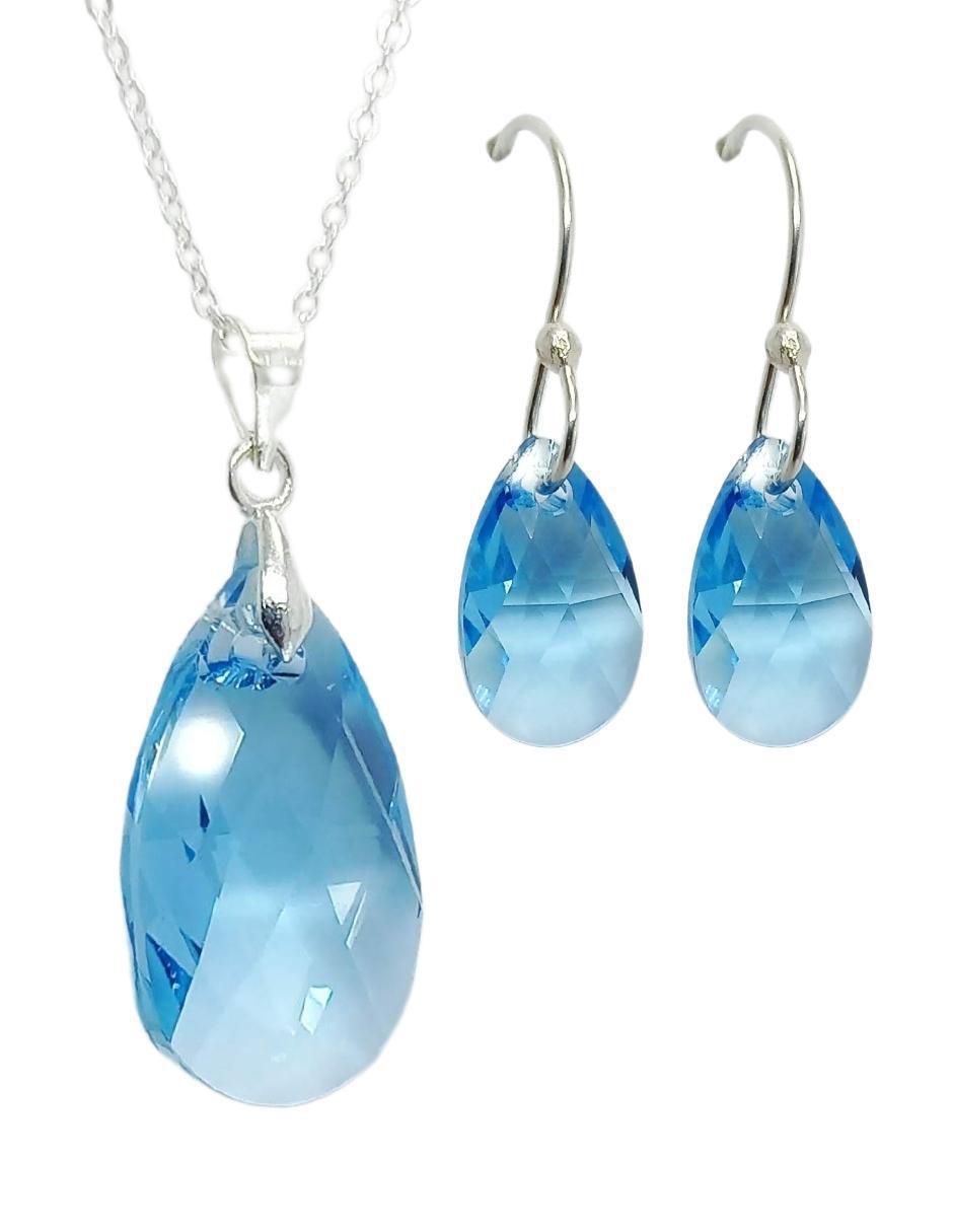 Aretes y collar de pera Zvezda Pear de plata p 925 swarovski Aretes y collar de pera Zvezda Pear de plata p 925 swarovski