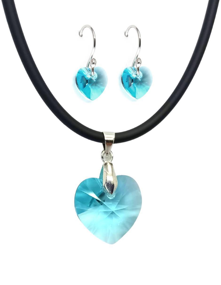 Aretes y collar de corazón Heart cristal Aretes y collar de corazón Heart cristal
