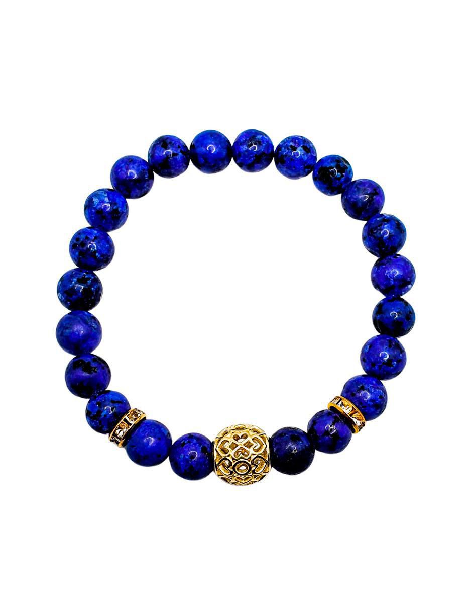 Pulsera con lapislázuli acabado baño de oro