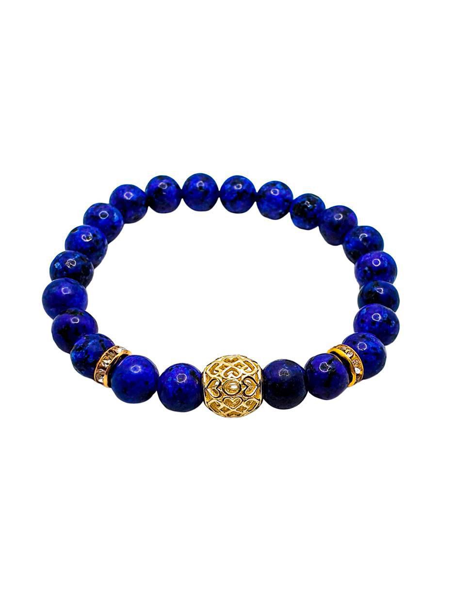 Pulsera con lapislázuli acabado baño de oro 2