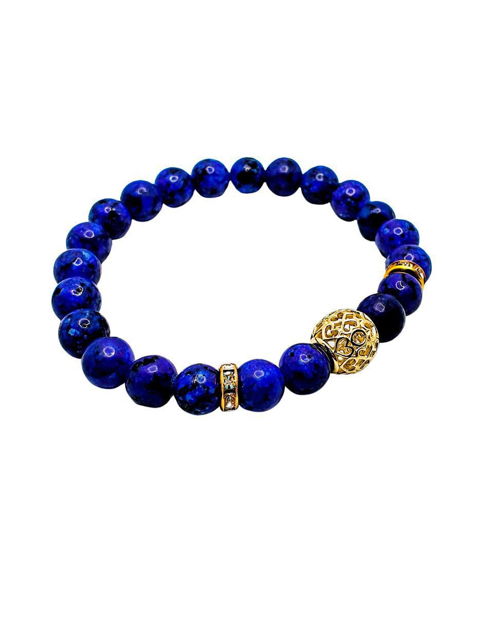 Pulsera con lapislázuli acabado baño de oro 3