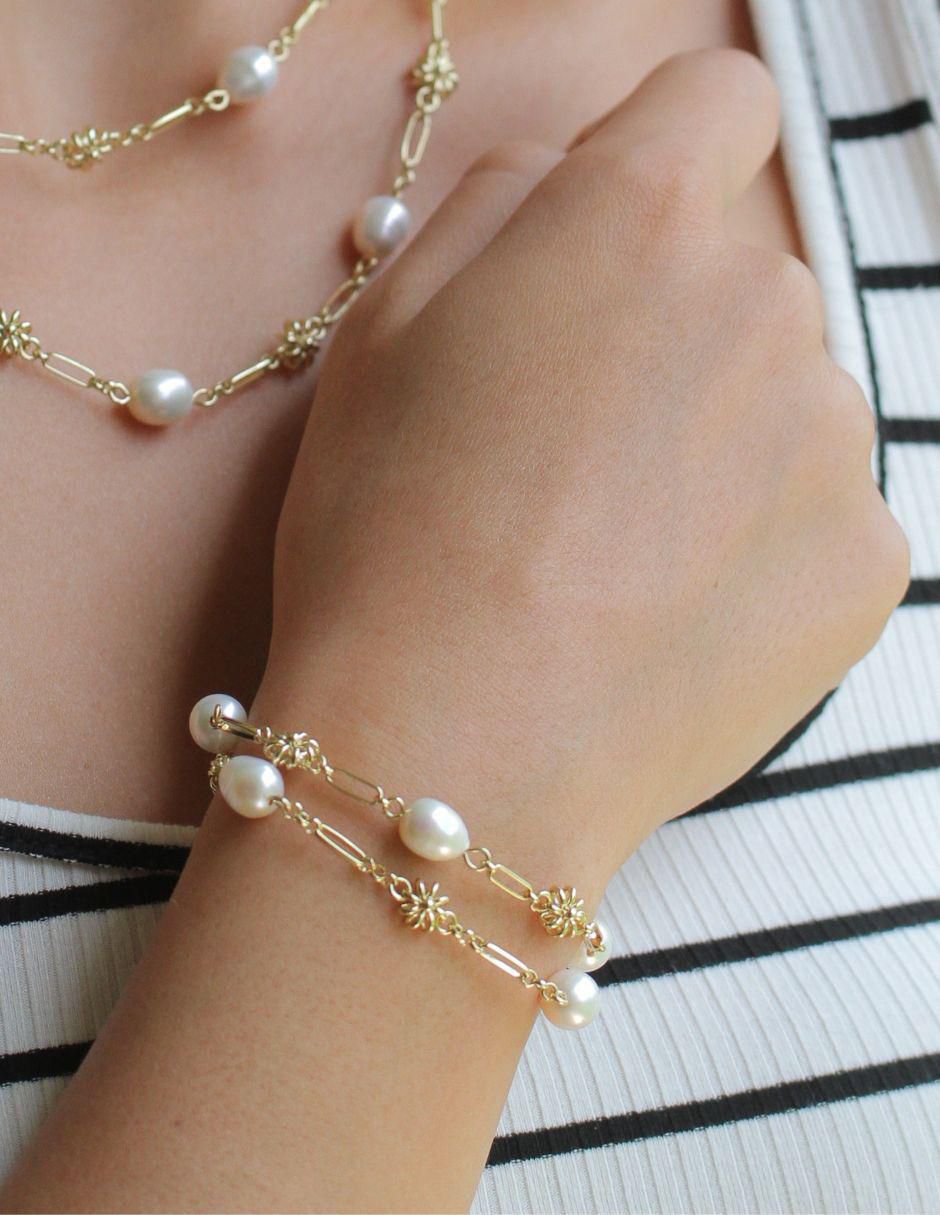 Pulsera con perla Ablime Perlas acabado baño de oro 2