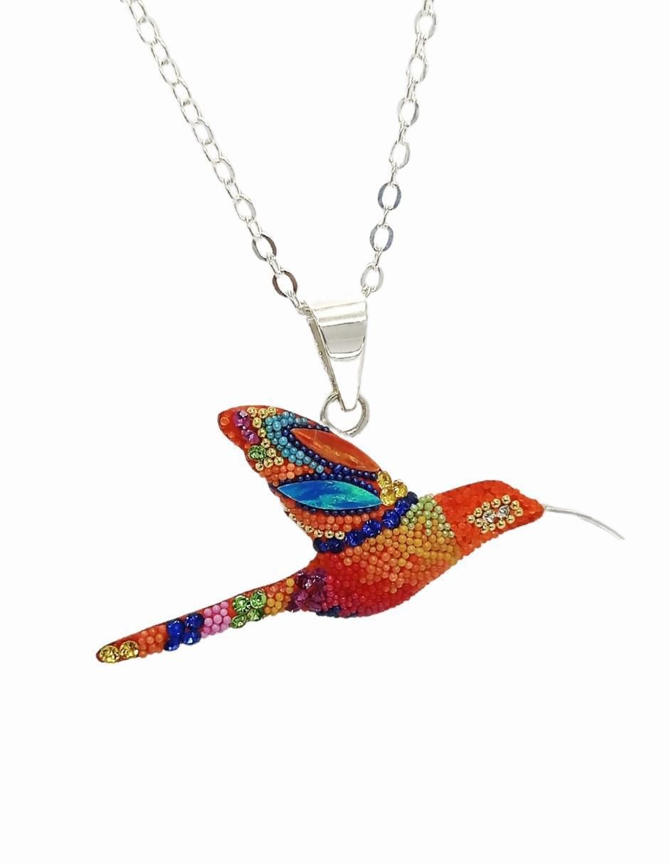 Aretes y collar de colibrí de plata p 925 swarovski 2