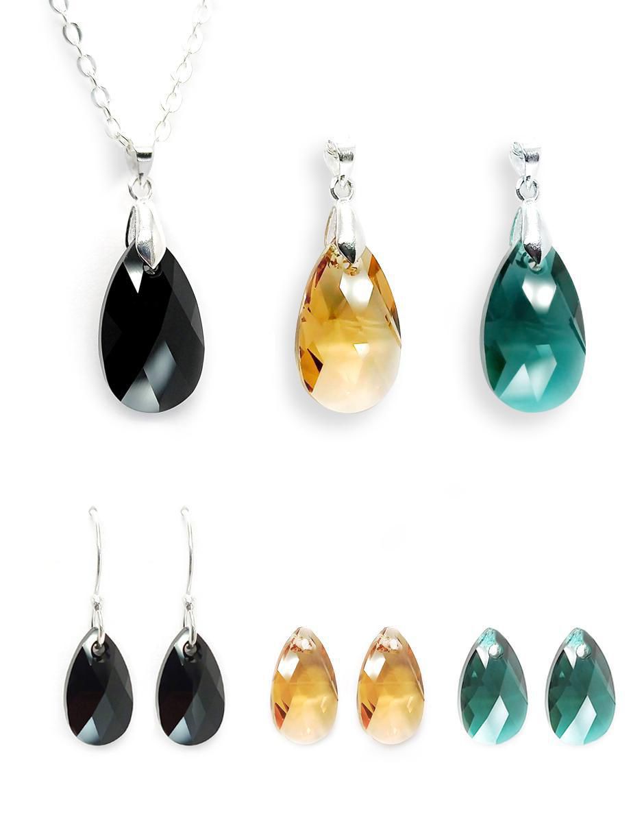 Aretes y collar de hoja Leaves de plata p 925 swarovski Aretes y collar de hoja Leaves de plata p 925 swarovski
