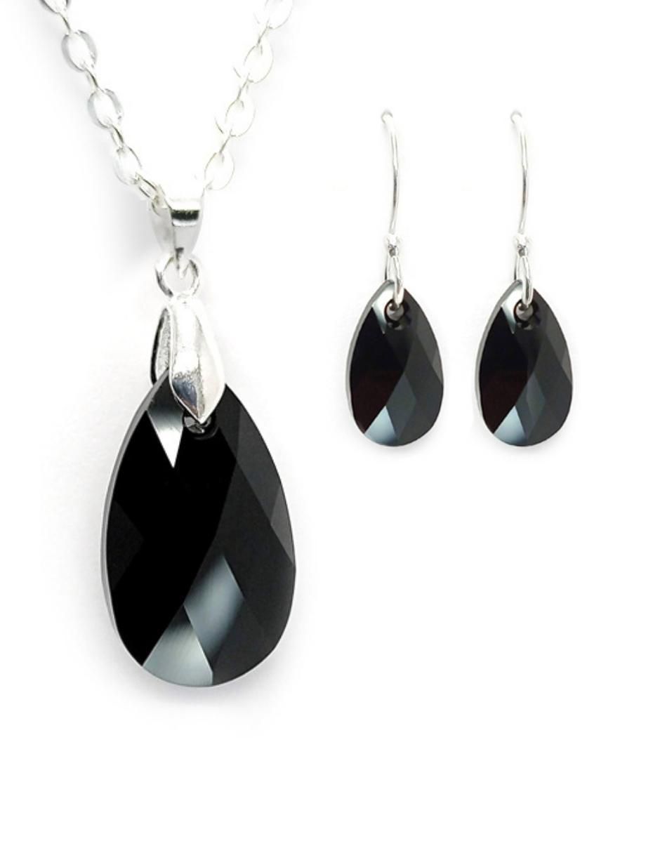 Aretes y collar de hoja Leaves de plata p 925 swarovski 5