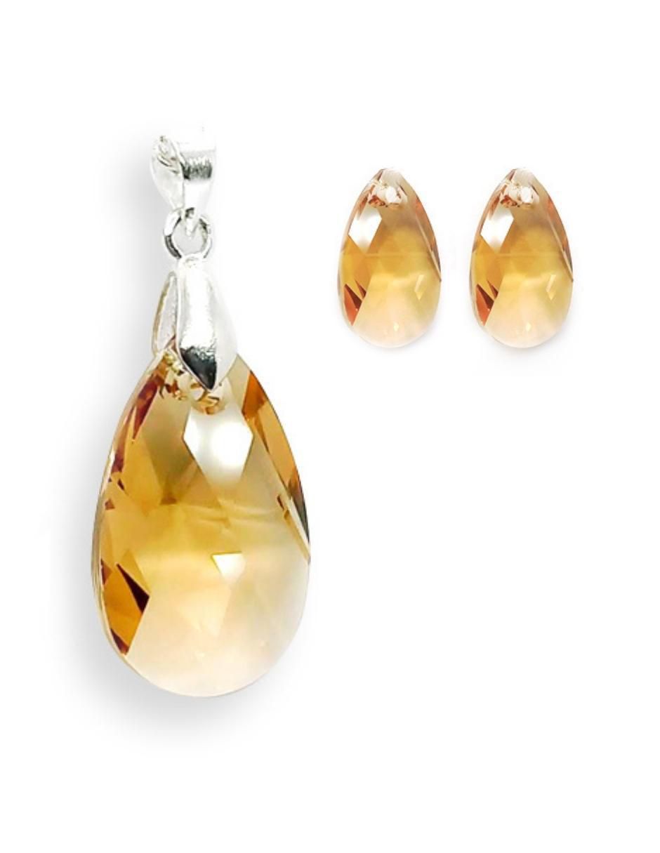 Aretes y collar de hoja Leaves de plata p 925 swarovski 6