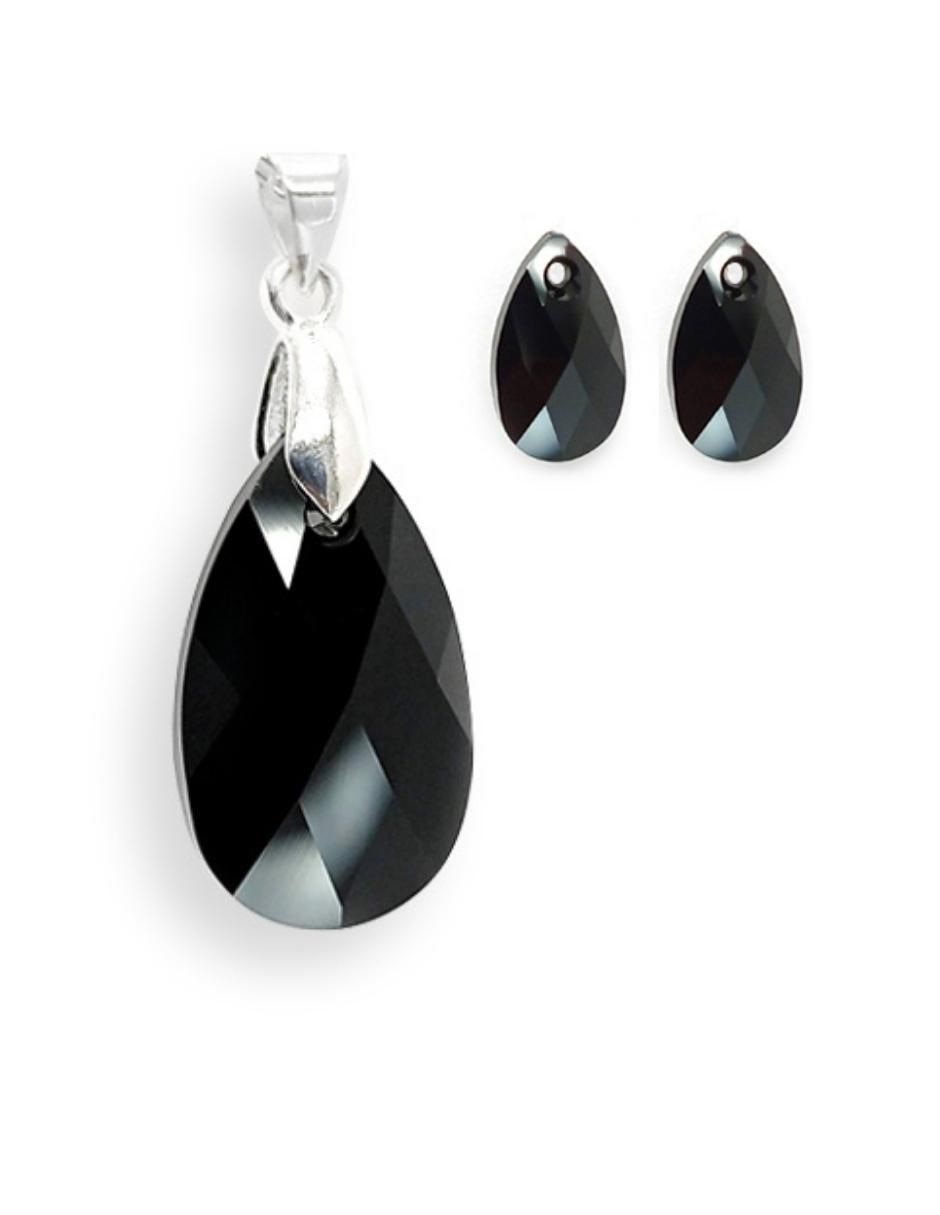Aretes y collar de hoja Leaves de plata p 925 swarovski 5