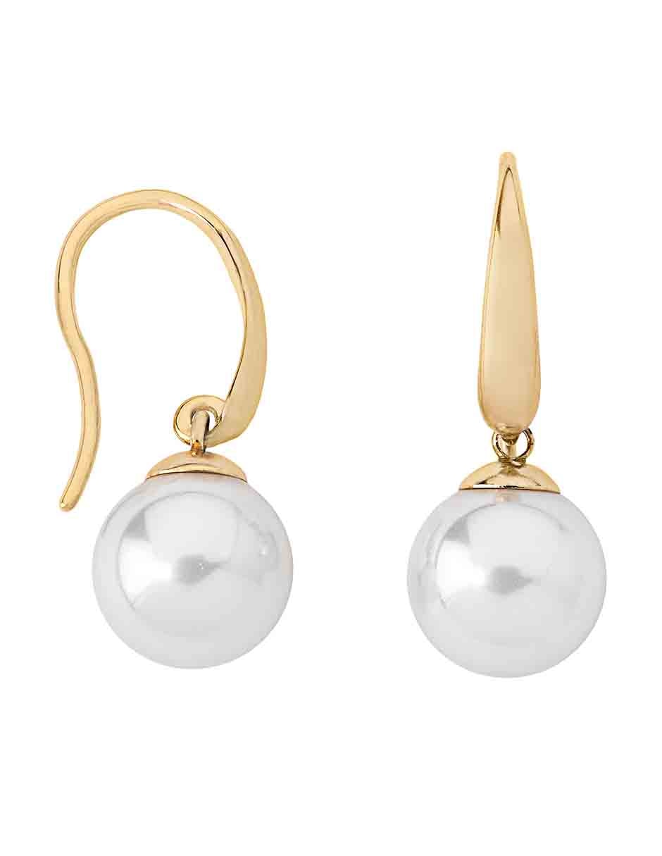 Aretes España Lira con acabado baño de oro perla 2