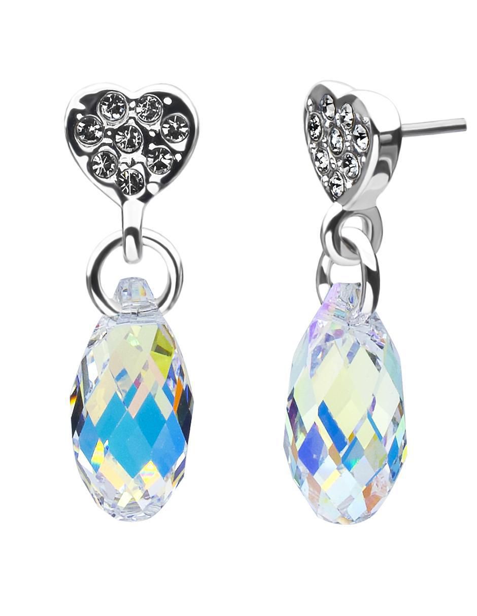 Aretes de corazón con acabado brillante cristal