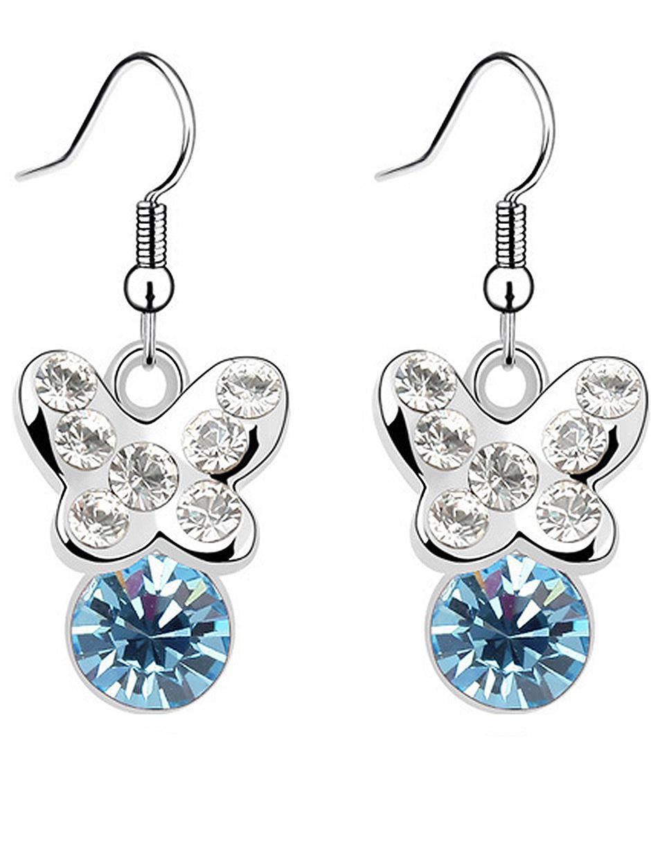 Aretes de mariposa con acabado brillante cristal