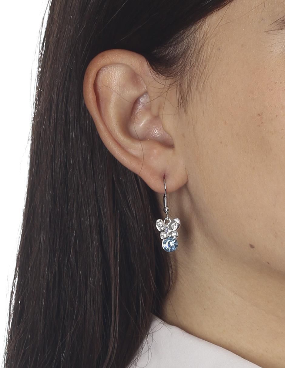 Aretes de mariposa con acabado brillante cristal 2