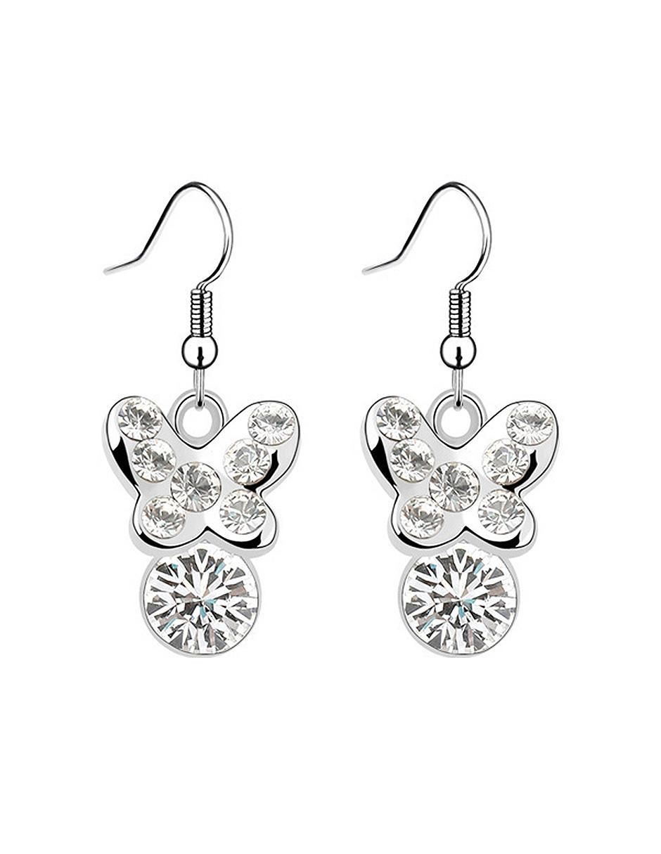 Aretes de mariposa con acabado brillante cristal 1